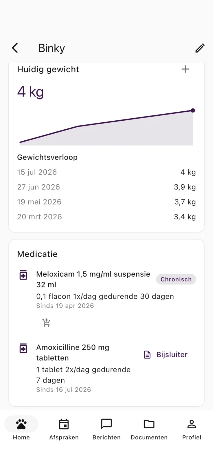 Record access screen in the Zoravet app.